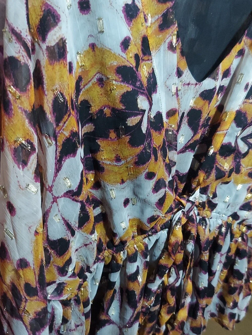 K Jordan Woman's Black and Gold Blouse 1X